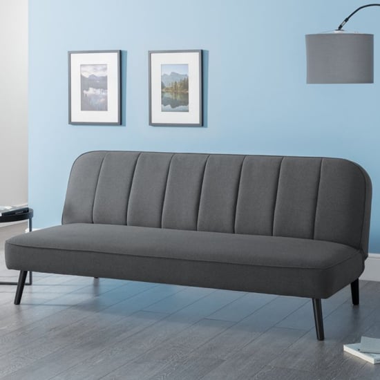 Maceo Curved Back Linen Upholstered Sofabed In Grey