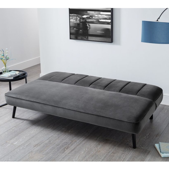 Maceo Curved Back Velvet Upholstered Sofabed In Grey