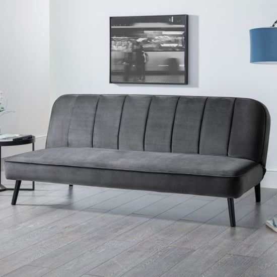 Maceo Curved Back Velvet Upholstered Sofabed In Grey_1