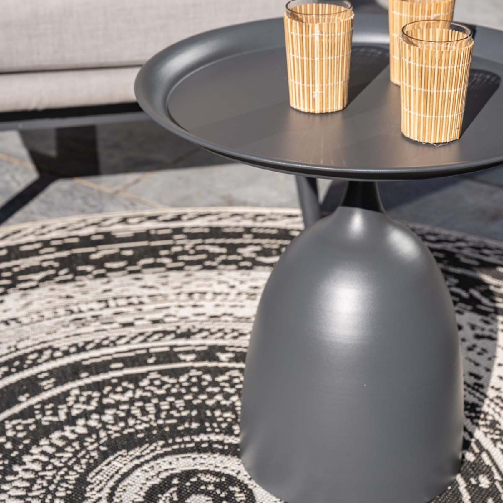 Mckinney Aluminium Round Garden Side Table In Dark Grey
