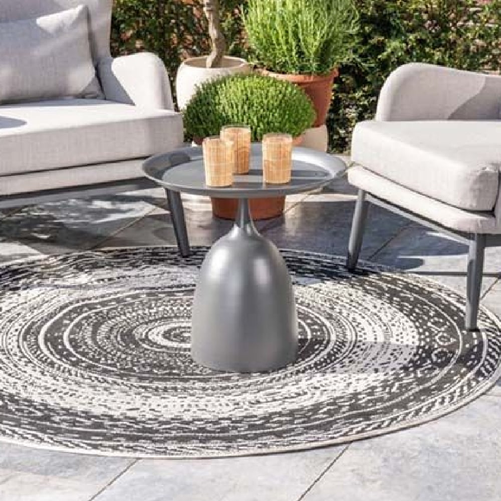 Mckinney Aluminium Round Garden Side Table In Dark Grey