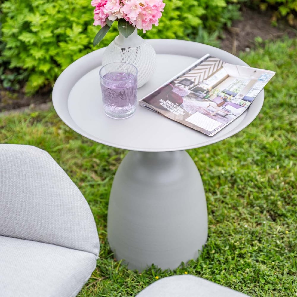Mckinney Aluminium Round Garden Side Table In Taupe