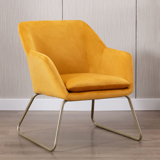 Product photograph of Mcnary Fabric Armchair In Ochre from Furniture in Fashion