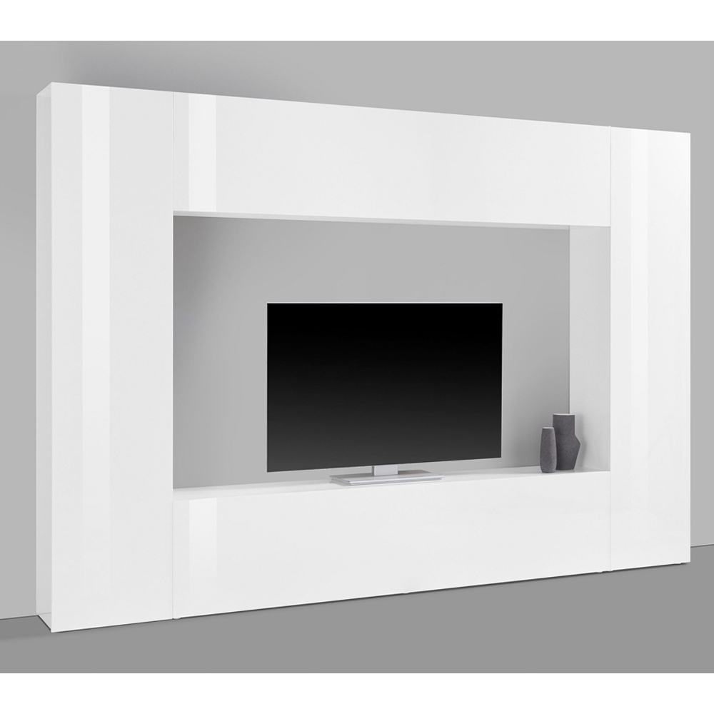 Mcrae LED Square High Glossy Entertainment Unit With 4 Doors In White