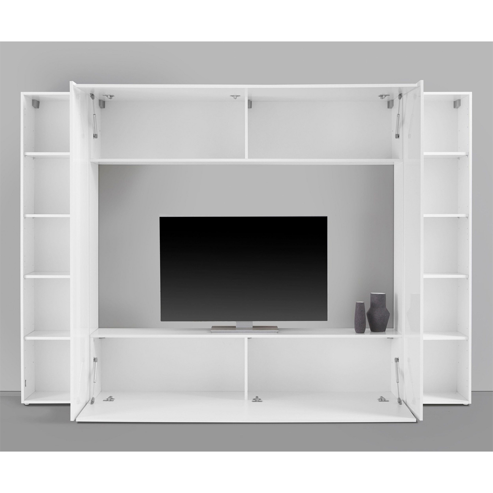 Mcrae LED Square High Glossy Entertainment Unit With 4 Doors In White