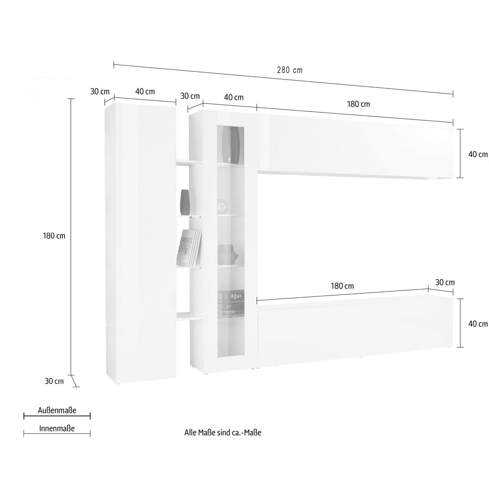 Mcrae LED White Glossy Entertainment Unit With 1 Glass And 3 Doors In White