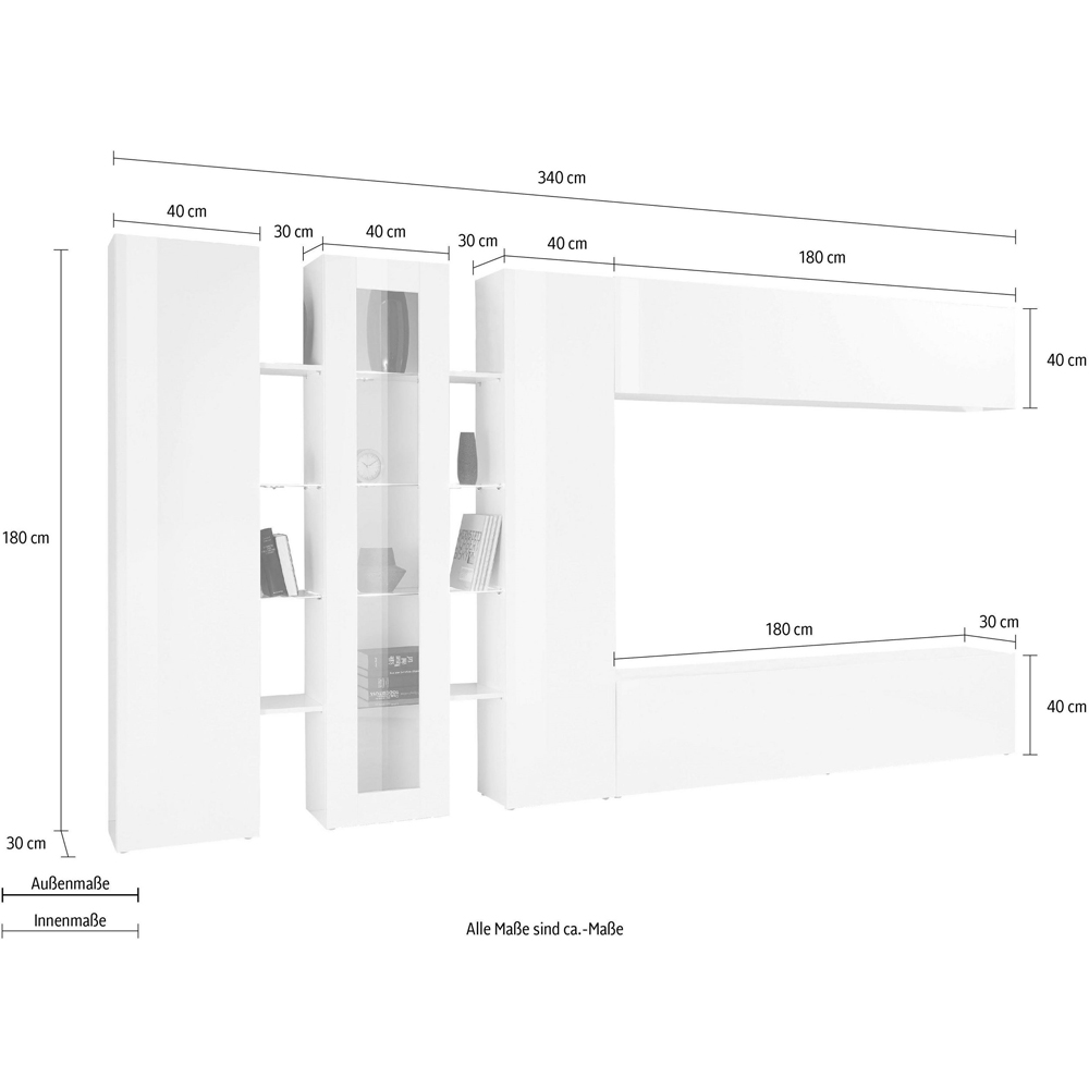 Mcrae LED White Glossy Entertainment Unit With 1 Glass And 4 Doors In White
