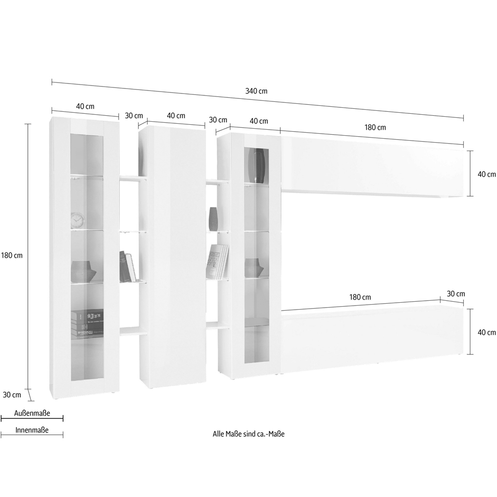 Mcrae LED White Glossy Entertainment Unit With 2 Glass Doors In White