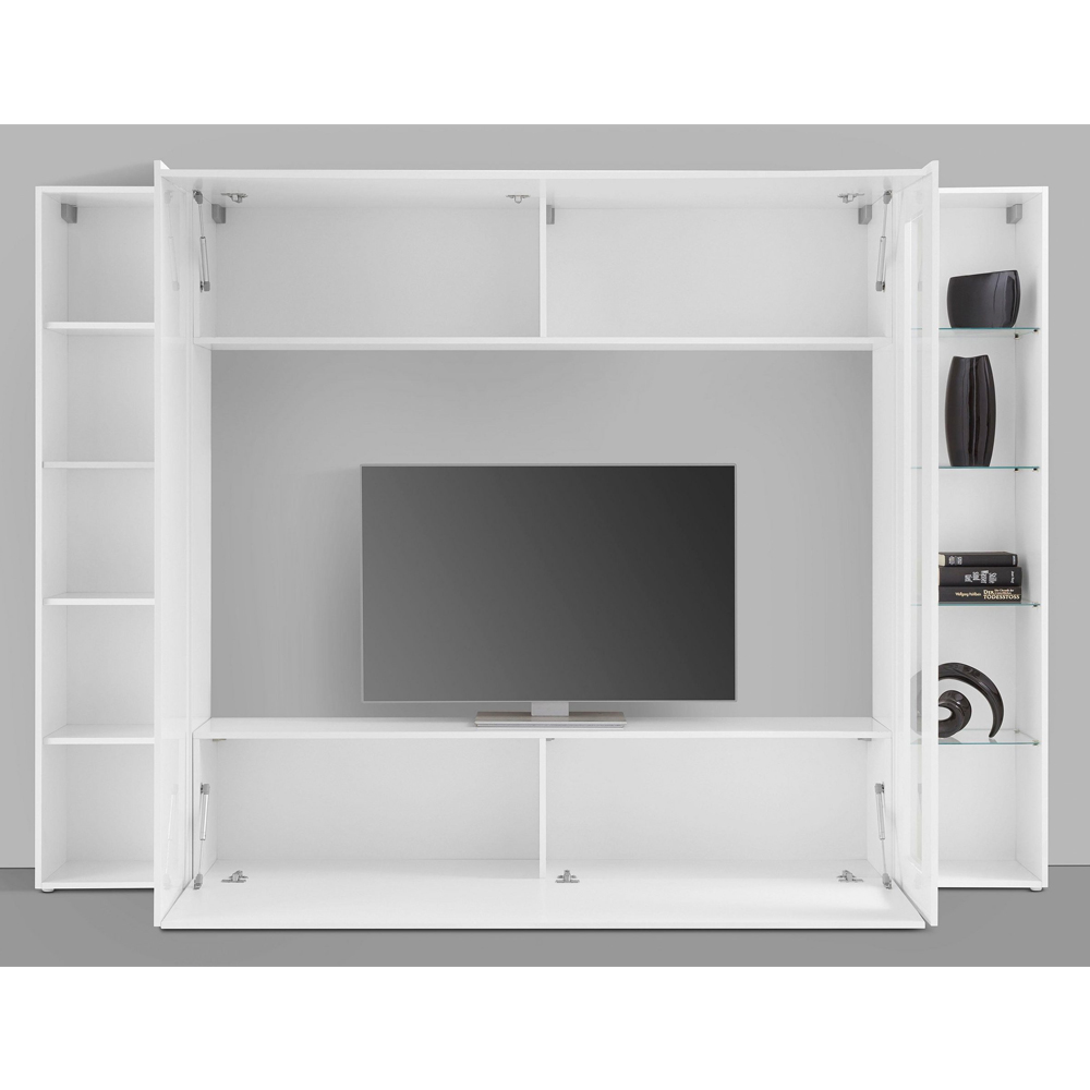Mcrae LED High Glossy Square Entertainment Unit With 1 Glass Door In White