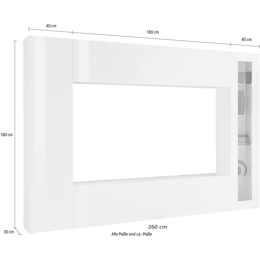 Mcrae LED High Glossy Square Entertainment Unit With 1 Glass Door In White