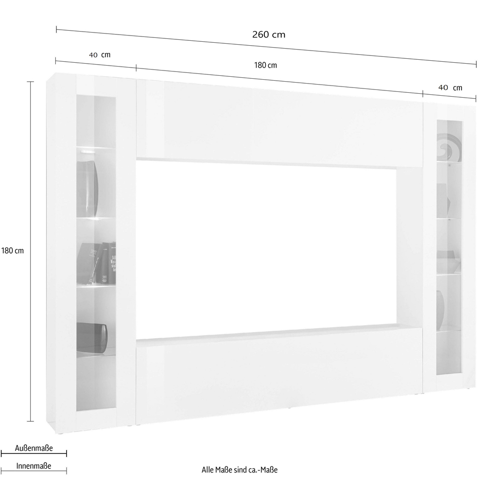 Mcrae LED High Glossy Square Entertainment Unit With 2 Glass Doors In White