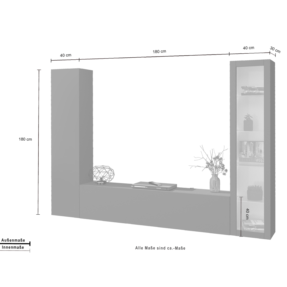Mcrae LED Wooden Entertainment Unit With 1 Glass Door In Anthracite