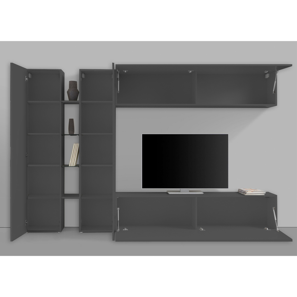 Mcrae LED Wooden Entertainment Unit With 4 Doors In Anthracite Oak