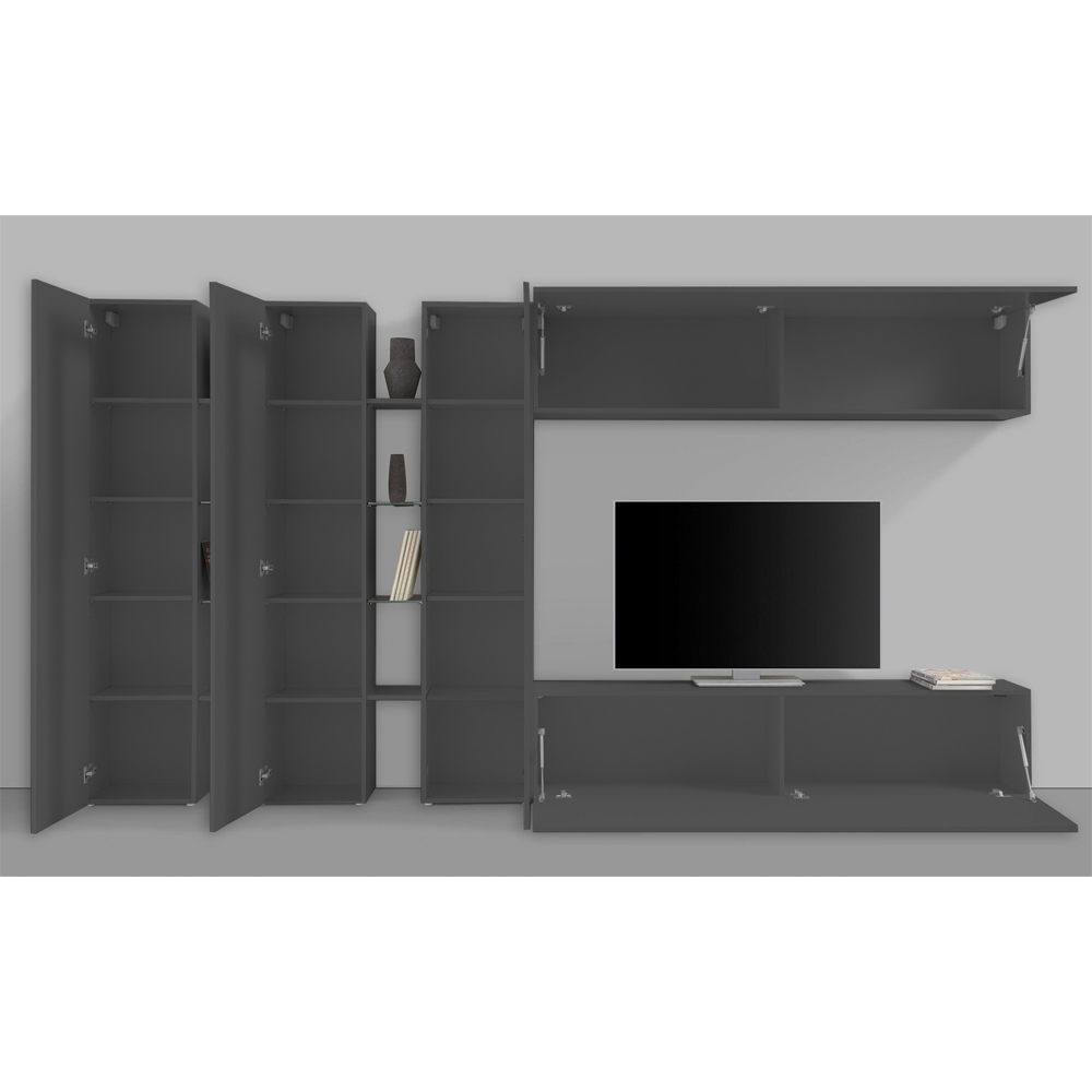 Mcrae LED Wooden Entertainment Unit With 5 Doors In Anthracite Oak