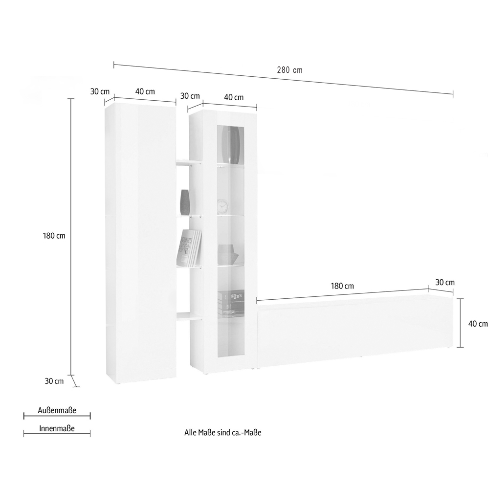 Mcrae LED Wooden L Shape Entertainment Unit With 1 Glass Door In Anthracite