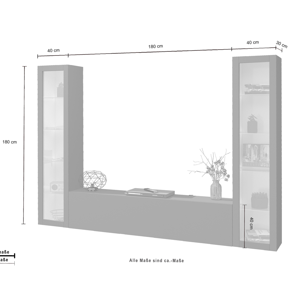 Mcrae LED Wooden U Shape Entertainment Unit With 2 Glass Doors In Anthracite