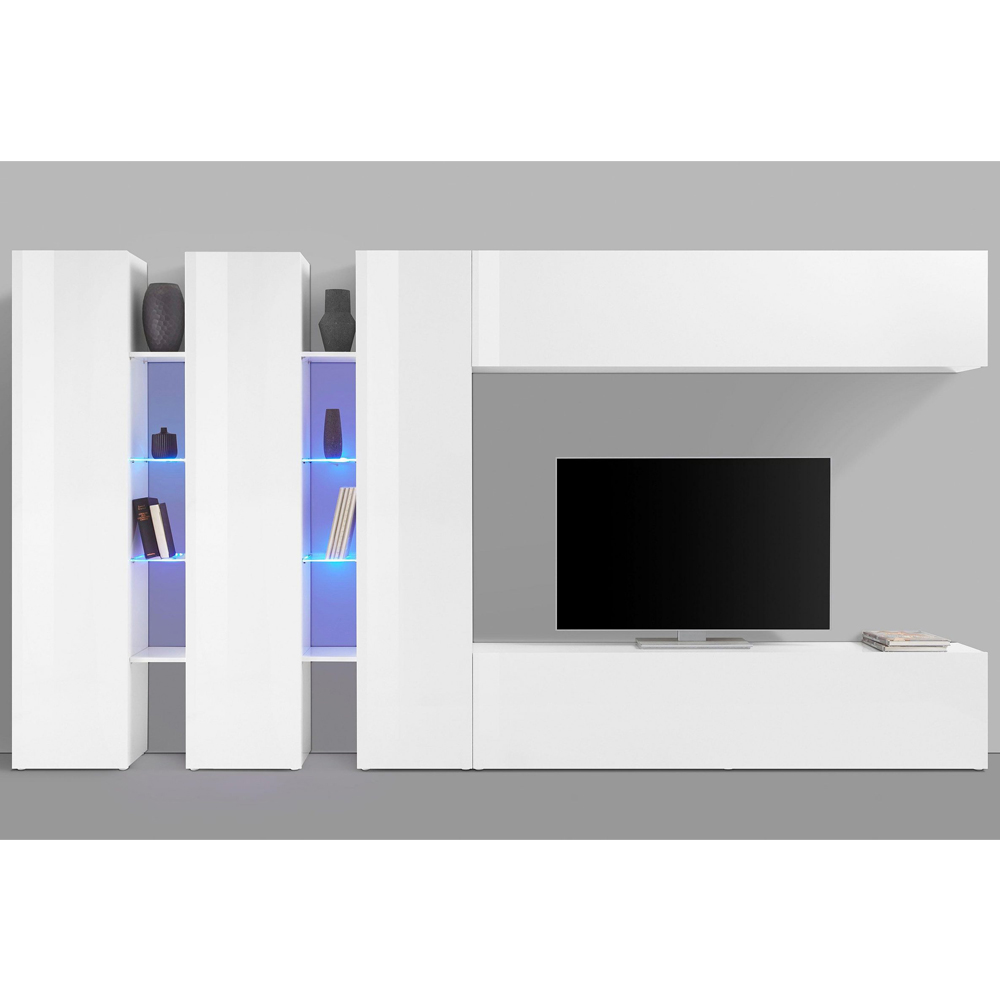Mcrae High Glossy Entertainment Unit With 5 Doors In White