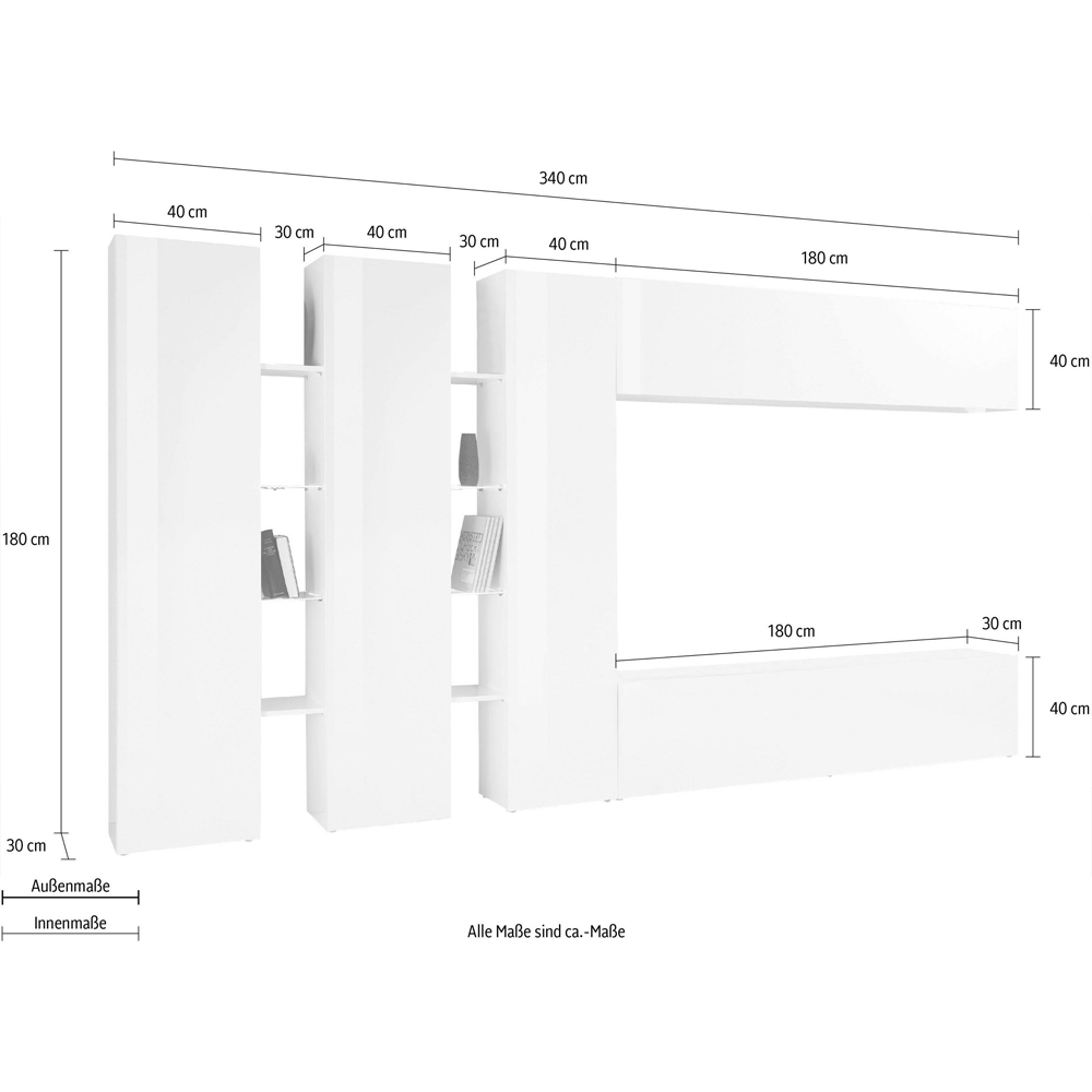 Mcrae High Glossy Entertainment Unit With 5 Doors In White