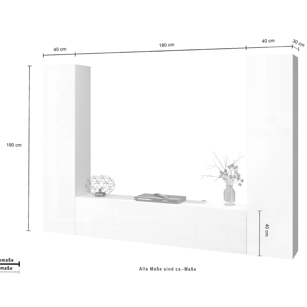 Mcrae High Glossy U Shape Entertainment Unit With 3 Doors And LED In White