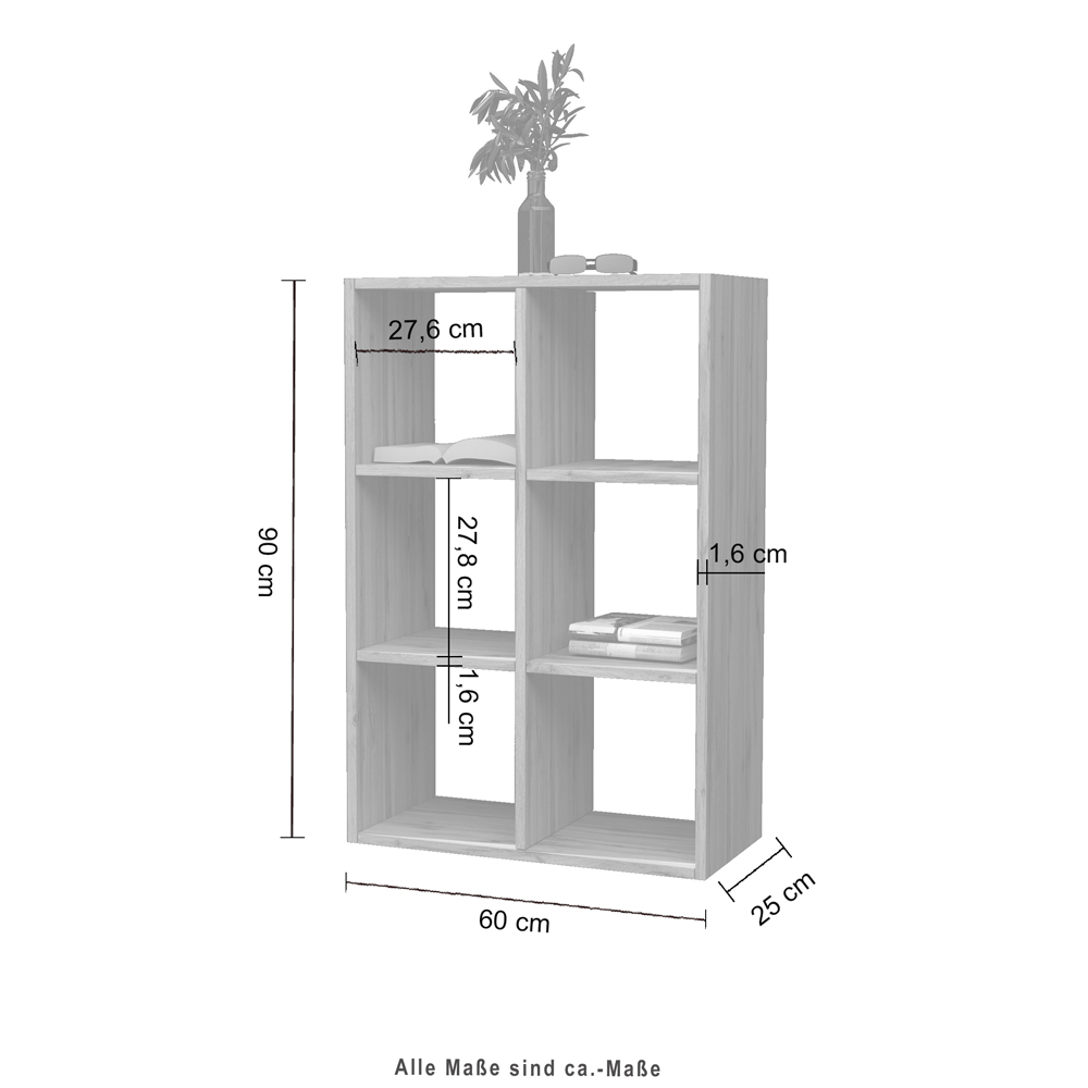 Mcrae Wooden Shelving Unit With 6 Shelves In Wotan Oak