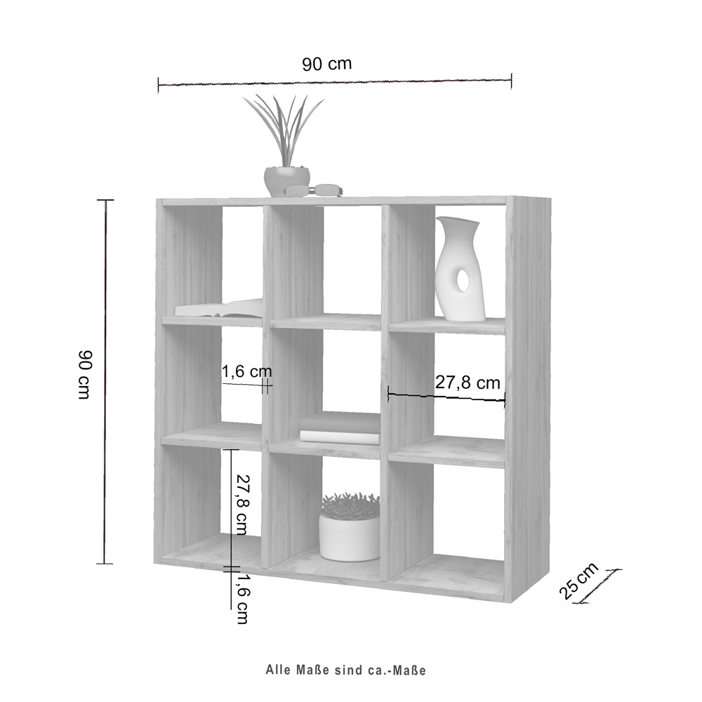 Mcrae Wooden Shelving Unit With 9 Shelves In Wotan Oak