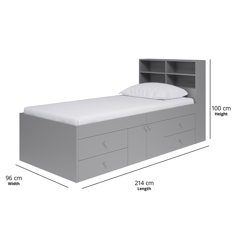 Mattoon Wooden Single Cabin Bed In Grey