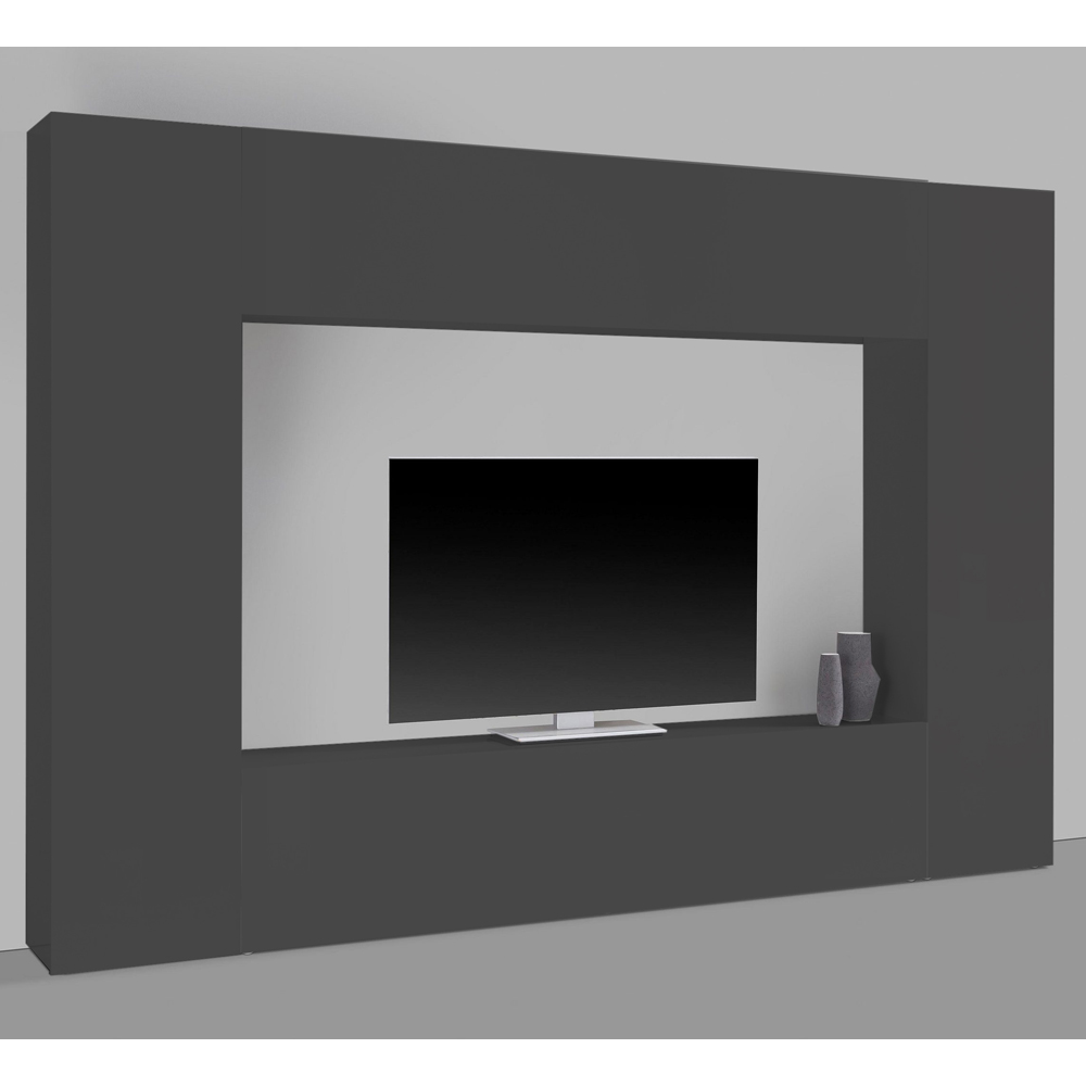 Mcrae Wooden Square Entertainment Unit With 4 Doors In Anthracite