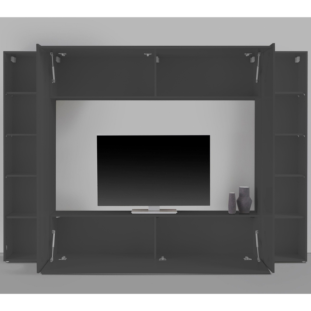 Mcrae Wooden Square Entertainment Unit With 4 Doors In Anthracite