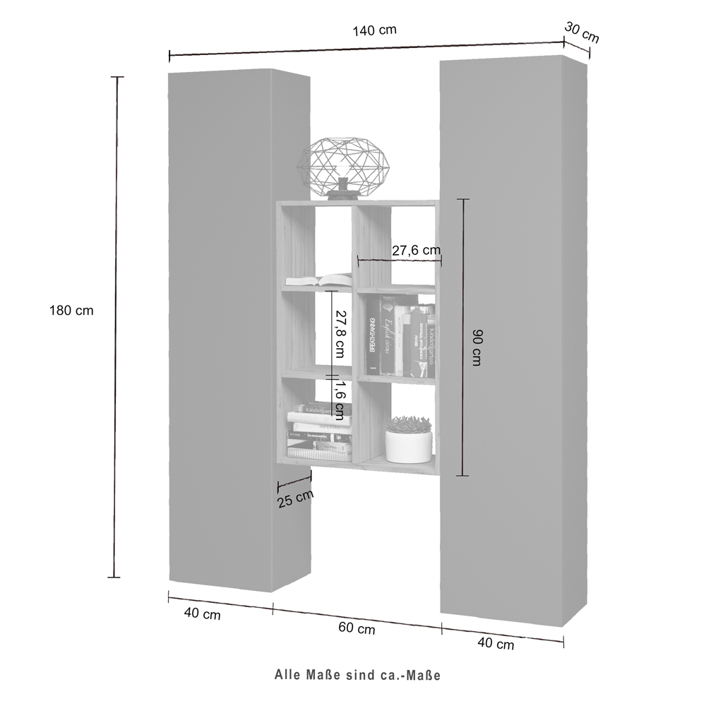 Mcrae Wooden Storage Cabinet With 2 Doors And 6 Shelves In Anthracite Oak