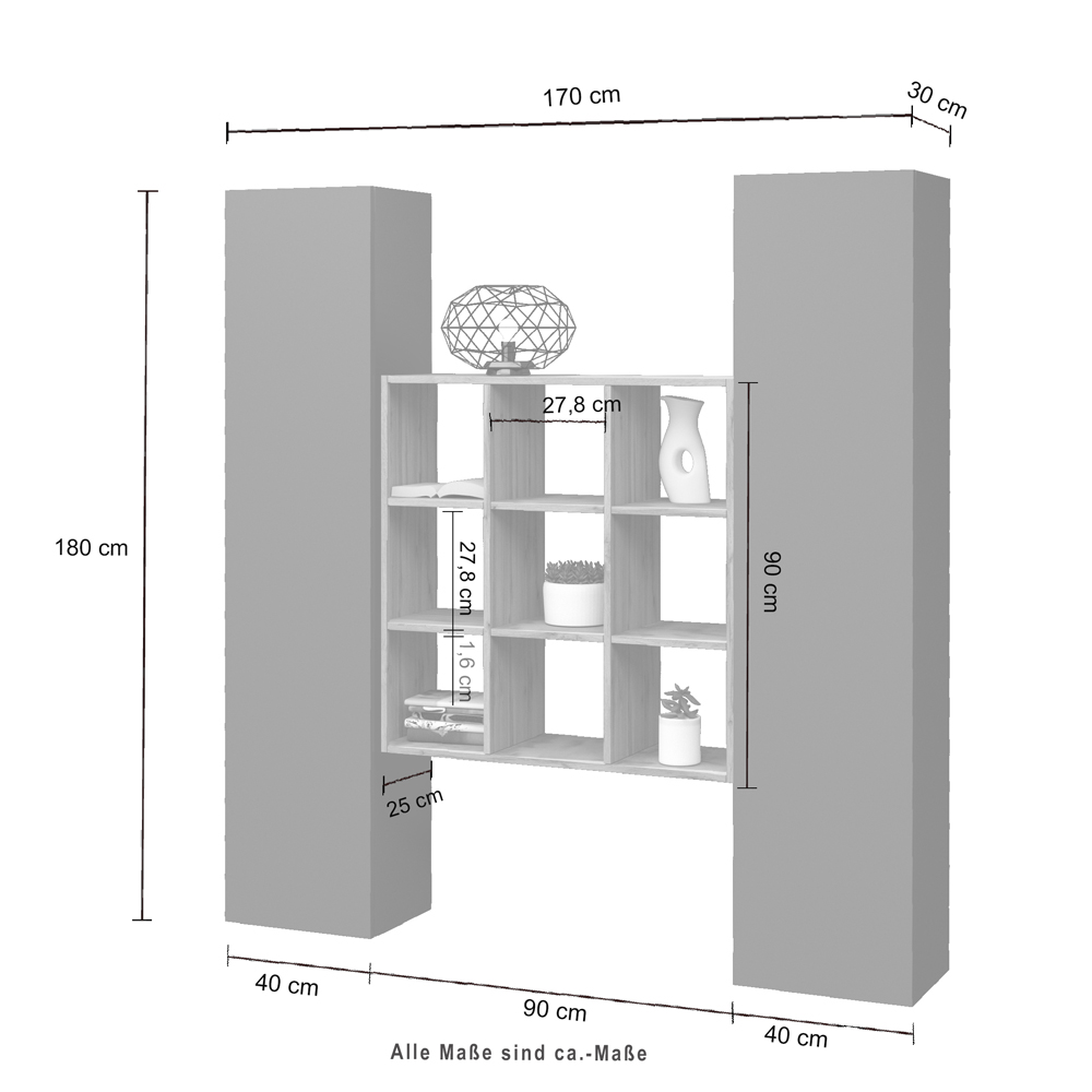 Mcrae Wooden Storage Cabinet With 2 Doors And 9 Shelves In Anthracite Oak