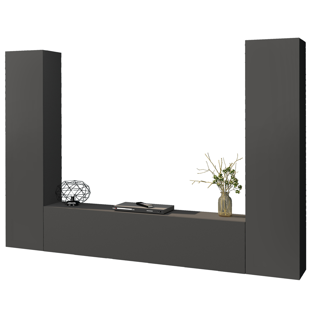 Mcrae Wooden U Shape Entertainment Unit With 3 Doors And LED In Anthracite