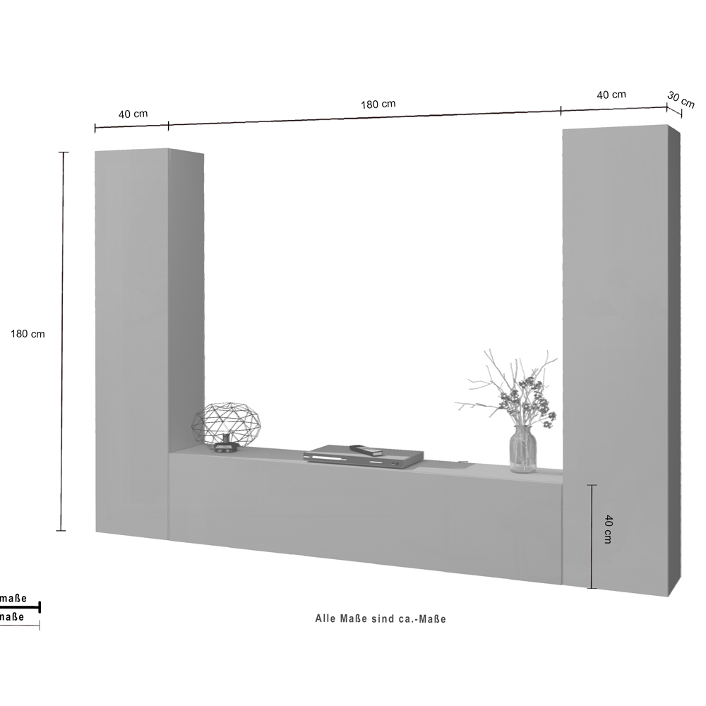 Mcrae Wooden U Shape Entertainment Unit With 3 Doors And LED In Anthracite