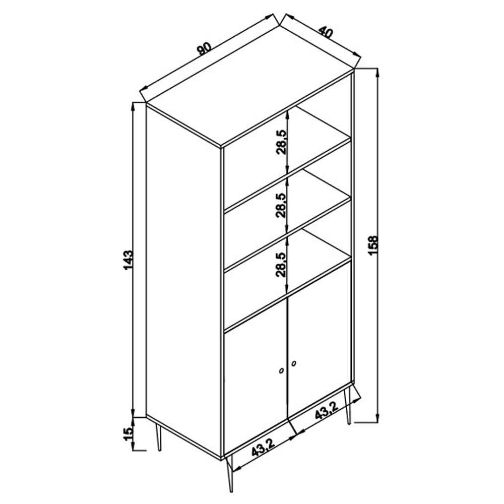 Meadow Wooden Display Cabinet with 2 Doors in Oak