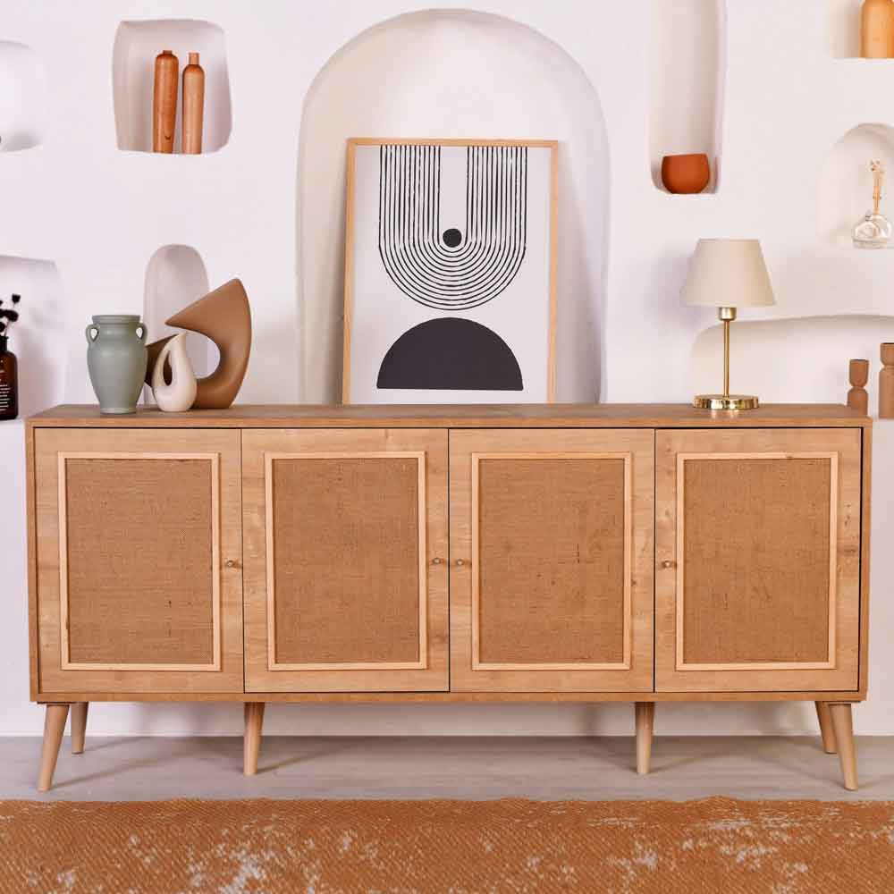 Meadow Wooden Sideboard with 4 Doors in Oak
