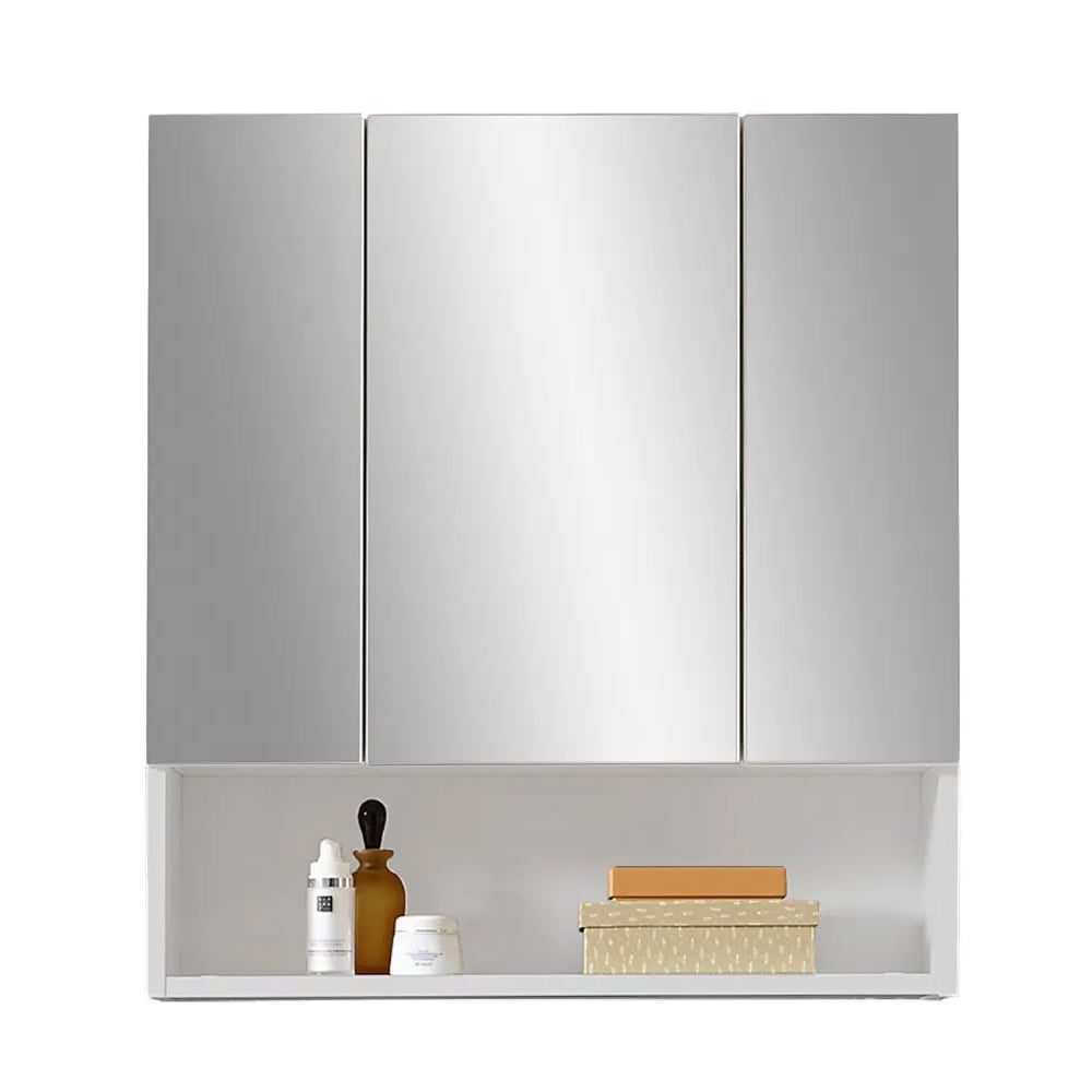 Meadville High Gloss Mirrored Cabinet With 3 Doors In White