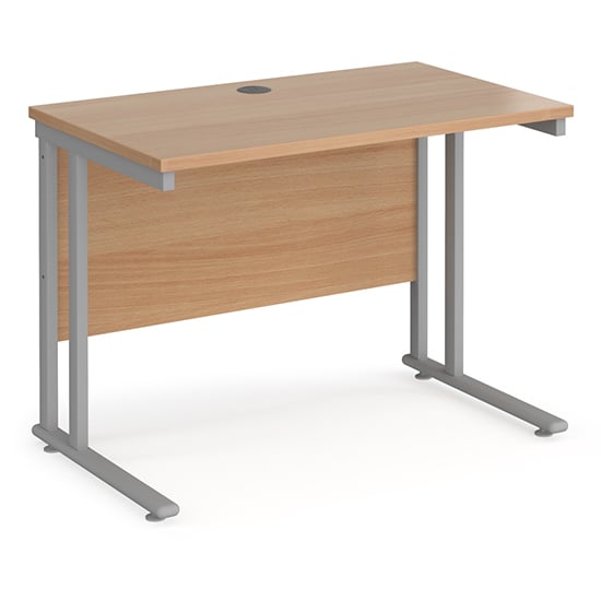 Photo of Mears 1000mm cantilever wooden computer desk in beech silver