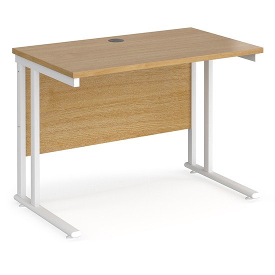 Product photograph of Mears 1000mm Cantilever Wooden Computer Desk In Oak White from Furniture in Fashion