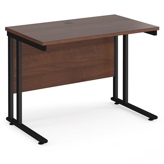 Product photograph of Mears 1000mm Cantilever Wooden Computer Desk In Walnut Black from Furniture in Fashion