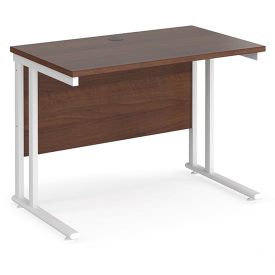 Read more about Mears 1000mm cantilever wooden computer desk in walnut white