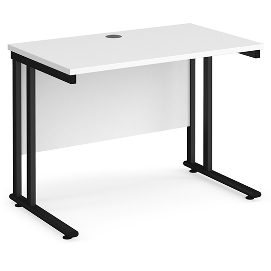 Product photograph of Mears 1000mm Cantilever Wooden Computer Desk In White Black from Furniture in Fashion