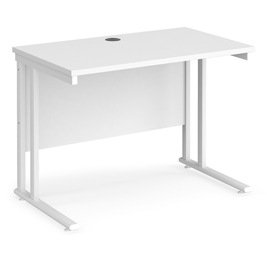 Product photograph of Mears 1000mm Cantilever Legs Wooden Computer Desk In White from Furniture in Fashion