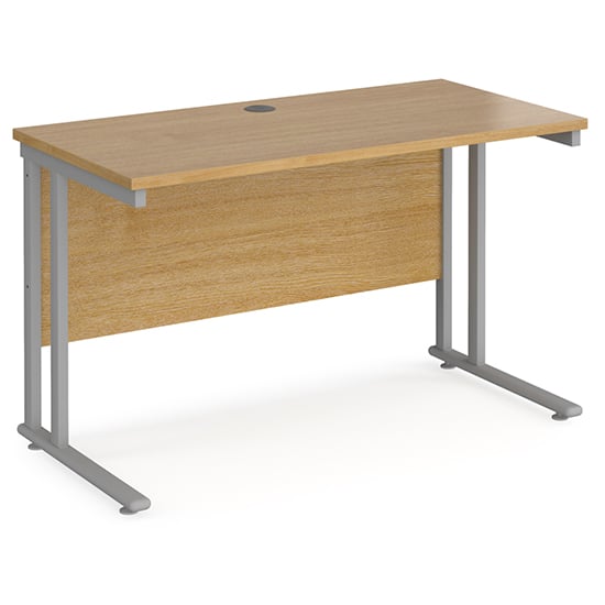 Product photograph of Mears 1200mm Cantilever Wooden Computer Desk In Oak Silver from Furniture in Fashion