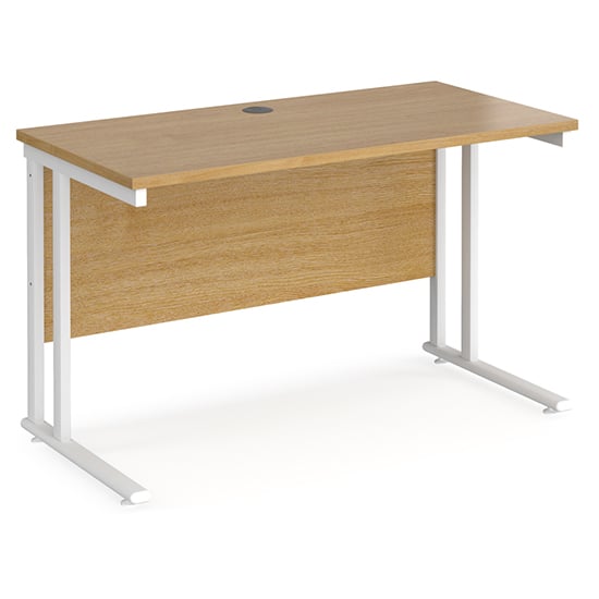 Read more about Mears 1200mm cantilever wooden computer desk in oak white