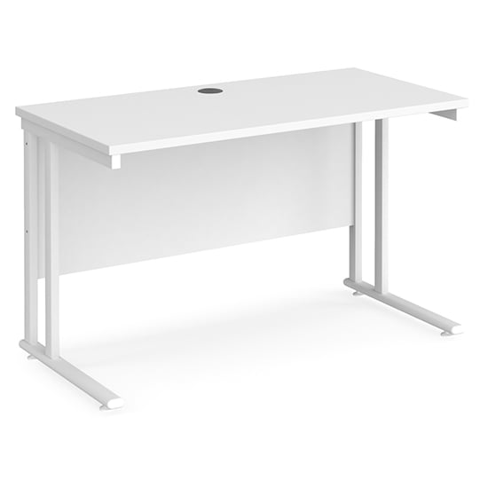 Product photograph of Mears 1200mm Cantilever Legs Wooden Computer Desk In White from Furniture in Fashion