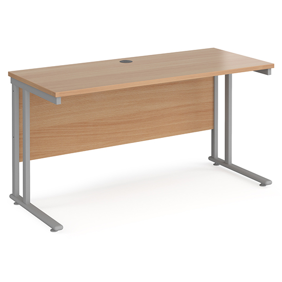 Photo of Mears 1400mm cantilever wooden computer desk in beech silver