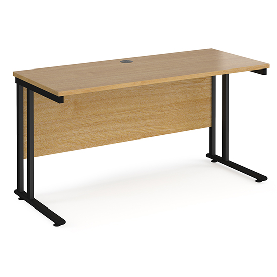 Read more about Mears 1400mm cantilever wooden computer desk in oak black