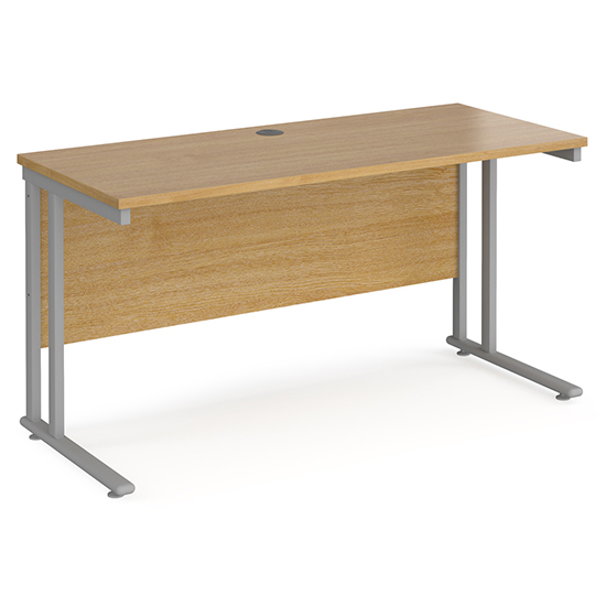 Read more about Mears 1400mm cantilever wooden computer desk in oak silver