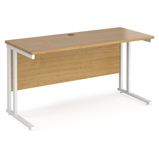 Photo of Mears 1400mm cantilever wooden computer desk in oak white