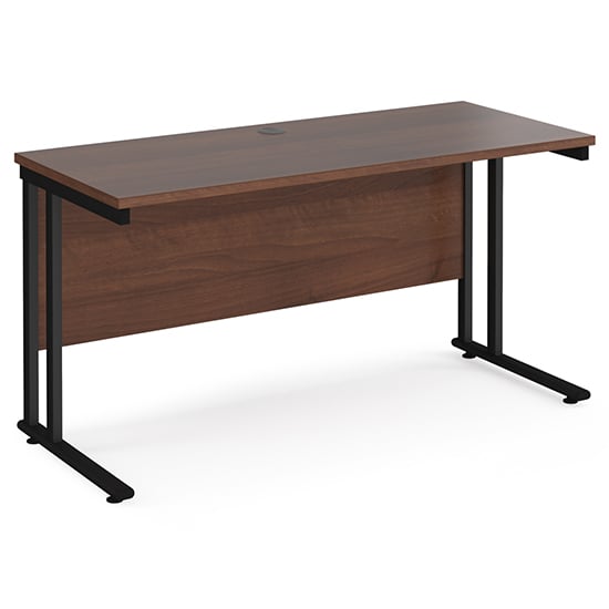 Product photograph of Mears 1400mm Cantilever Wooden Computer Desk In Walnut Black from Furniture in Fashion