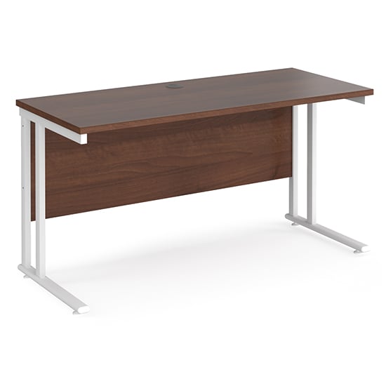 Photo of Mears 1400mm cantilever wooden computer desk in walnut white